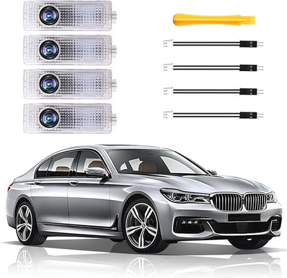 4PCS Car Door Light Projector, Customized Logo Welcome LED Lights Compatible with 1/3/4/5/6/7/X1/X2/X3/X4/X5/X6/M Series Car B Accessories