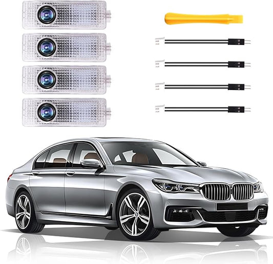 4PCS Car Door Light Projector, Customized Logo Welcome LED Lights Compatible with 1/3/4/5/6/7/X1/X2/X3/X4/X5/X6/M Series Car B Accessories