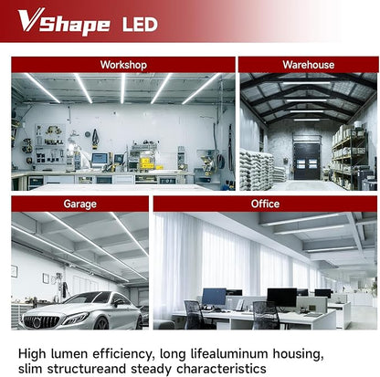 4-Pack LED Shop Lights 4FT, 20W, 6500K 2200LM, T5 Linkable Utility Fixtures for Under-Cabinet Lighting, Kitchen, Garage, Basement, and Workshop Lighting, Easy Installation, Plug & Play