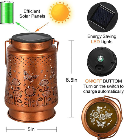 Butterfly Solar Lanterns Outdoor Waterproof,Garden Decor Metal Hanging Decorative Solar Lights,Mothers Day Gifts,Birthday Gifts for Women Mom Grandma,Gardening Gifts for Yard,Patio, Lawn,Tabletop
