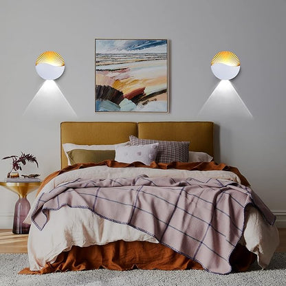 Kawell Modern Creative 12W LED Wall Sconce Waterproof Wall Light Indoor Outdoor Wall Lamp Sunrise Effect Art Deco for Bedroom Living Room Bathroom Cafe Lounge Corridor Stairs,White 6000K