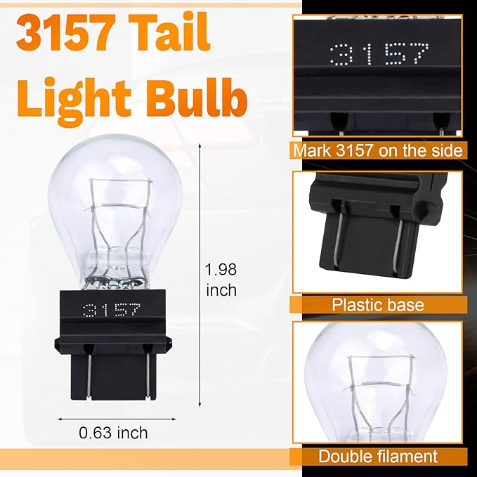 ecocstm 20 PCS 3157 Tail Light Bulb, Miniature 4157 Brake Light Bulb, Waterproof 3157 4157 Turn Signal Bulb, Automotive Side Marker Tail Light Replacement for Truck SUV Car (White)
