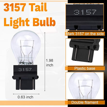 ecocstm 20 PCS 3157 Tail Light Bulb, Miniature 4157 Brake Light Bulb, Waterproof 3157 4157 Turn Signal Bulb, Automotive Side Marker Tail Light Replacement for Truck SUV Car (White)