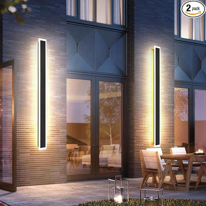 2Pack 47.2INCH Long Outdoor LED Wall Lights,38W Waterproof IP65 Warm White led Wall Light Rectangular Black Wall Light,led Porch Lights Outdoor Wall Elegant Frosted White Acrylic Anti Rust