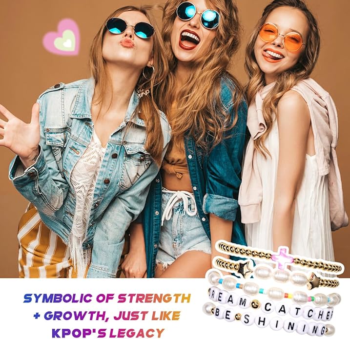 AICase for Kpop Stray Kids BTS Merch Toys Gifts Doll Bracelets Birthday Decorations 5 Pcs Stackable Stretch Friendship Beaded Bracelets k pop SKZ Cosplay Costume Jewelry Gifts for Fans Women Christmas