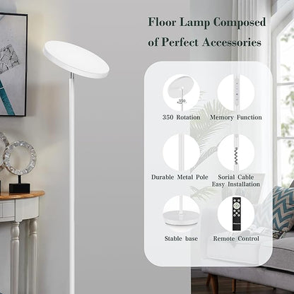 OHLUX Floor Lamps for Living Room, Bright LED Standing Lamp with Remote, Modern Color Changing Tall Lamp with Stepless Dimming, 69" Corner Floor Lamp for Bedroom, Office, White