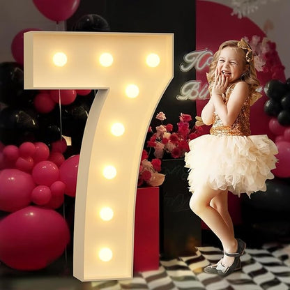 Light up Numbers 7, 3FT Giant Marquee Numbers for 7th 70th Birthday Decoration, Anniversary Party Decor, 2026 Graduation Decoration,Pre-Cut Foamboad Kit