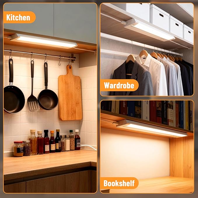 4 Pack 34" LED Under Cabinet Lighting Hardwired, 22W 1800LM 3CCT Adjustable (3000K/4000K/5000K), Plug-in Hardwired, Linkable Up to 10 Lights, 45° Rotatable Design