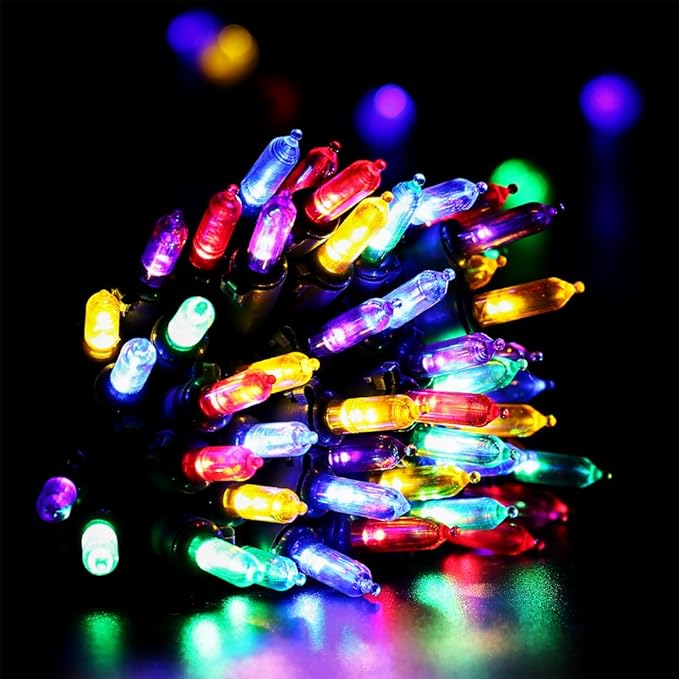 RECESKY 2 Pack Christmas String Lights with Built-in Timer - Total 100 LED 36ft Fairy Battery String Lights - Mini Lighting for Outdoor Garland Yard Dorm House Christmas Tree Decorations - Multi Color