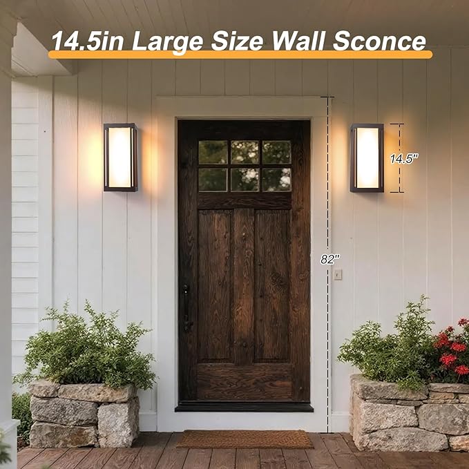 Dusk to Dawn Outdoor Wall Sconce, 3000K LED Outdoor Wall Lights Fixture for Patio, Waterproof Wall Mount Outside Light, 14.5in Bronze Outdoor Lanterns for Porch Door, 1 Pack