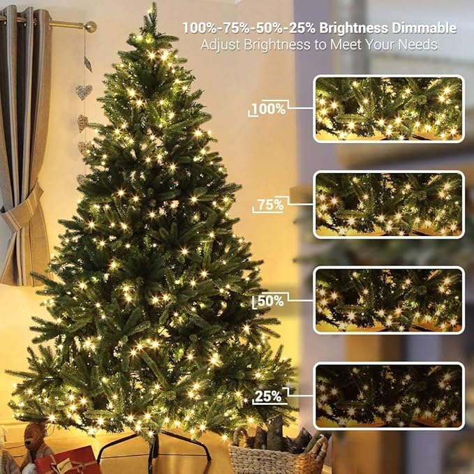 BrizLabs Christmas Tree Lights, 200 LED 65.67ft Color Changing Christmas Lights with Remote, 11 Modes Warm White & Multicolor Xmas Light, Connectable Dimmable Fairy Light for Indoor/Outdoor Home Party