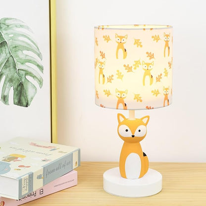 Fox LED Table Lamps with USB Port DC5V,Set of 2,Orange Kids Table Lamp,Night Light for Kids Room,Nursery,Bedroom,Kitchen Counter,Gameroom,Φ5.91×H12.88IN,Hand-Made