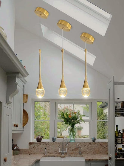 ykolupty Modern Pendant Lights for Kitchen lsland LED Dimmable Raindrop Chandelier Crystal Ceiling Pendant Lighting for Dining Room Hallway Bar Living Room (1 Pack)