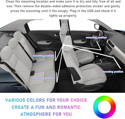 Ohleats Car LED Strip Light, 48 LED RGB Auto Interior Atmosphere Lights, Cigarette Lighter Under Dash Ambient Night Light, Interior Lamp Lighting Kit (Pink Purple, USB)