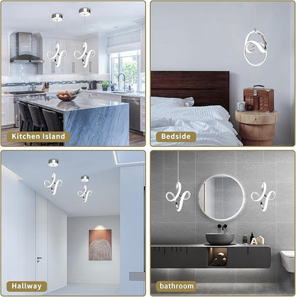 Modern Led Pendant Light 5500K Cold White Kitchen Island Pendant Light Fixtures Adjustable Height Led Pendant Lamp for Kitchen Island Dining Room Hanging Light, 1 Pack (Chrome)