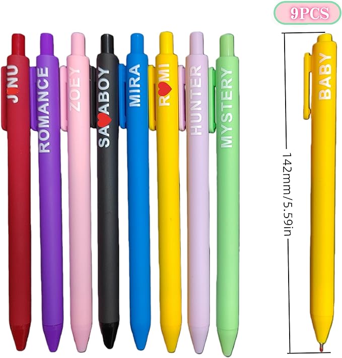 Kpop Merch Pen Set – 9 Colorful Gel Pens Inspired by Virtual Idol Characters, Black Ink Writing Pens for Fans, Cute Stationery Gift for Students & Music Lovers