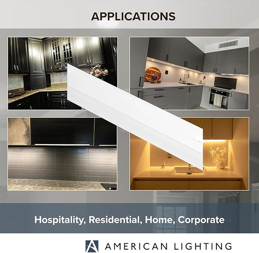 American Lighting LED Courant Plus Undercabinet Light 32 Inch 5CCT 90+ CRI 1600 Lumens with USB-A USB-C and 20A Receptacles White Finish Title 24 Compliant