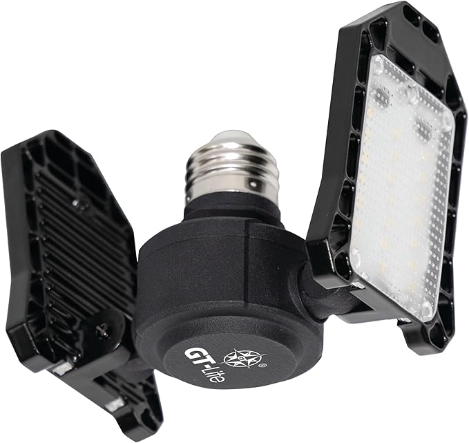 GT-Lite 3000 Lumens LED Garage Light, 300-Watt Equivalent, 5000K Daylight, E26 Base, Adjustable Panels,1 Pack