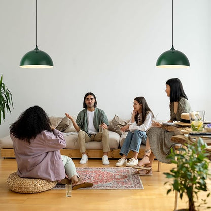 Farmhouse Pendant Light, 11.8inch, 2 Packs- Green Industrial Kitchen Pendant Lights, Pendant Lights Kitchen Island, Pendant Light for Bedroom, Office, Kichen Sink, Library