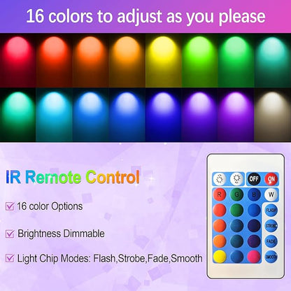 GU10 16-Color RGB Track Lighting Kit, 12-Pack Colour-Changing Spotlights with 3x3.28FT H-Rail, IR Remote RGB Track Lights for Living Room, Home Parties, Nightclubs, Bars
