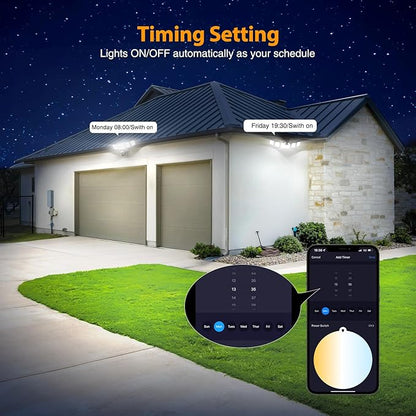 Onforu 5 Heads 120W 12000LM Smart LED Security Lights Motion Sensor Outdoor, APP Control 340° Illumination WiFi Alexa Flood Light 2700K-6500K Exterior Motion Detector, IP65 Wall Light for Yard, Black