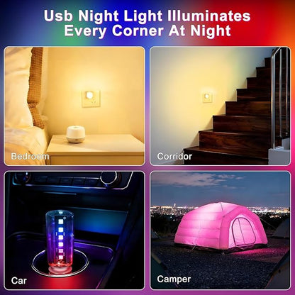 8 Packs USB Light for Car, Touch Dimmable Car Interior Ambient Lights - Portable Mini USB LED Light Bulb, Retro Glass Bottle Night Light for Vehicle, Bedroom, Hallway, Camping (Multicolor)
