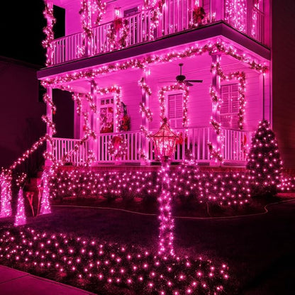 Extra-Long 144FT Solar String Lights for Outside, 2 Pack 400LED Solar Valentine's Day Lights Outdoor Waterproof, Copper Wire 8 Modes Fairy Twinkle Solar Lights for Tree Garden Party Xmas (Pink)