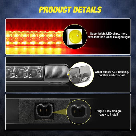 Nilight Third Brake Light Tail High Mount 3rd Stop Lights Smoked Lens for Toyota 4Runner 2010-2016 Highlander 2014-2016 Prius 2010-2015 Prius C Prius V 2012-2016 Sienna 2011-2016 Van SUV Rear Cab