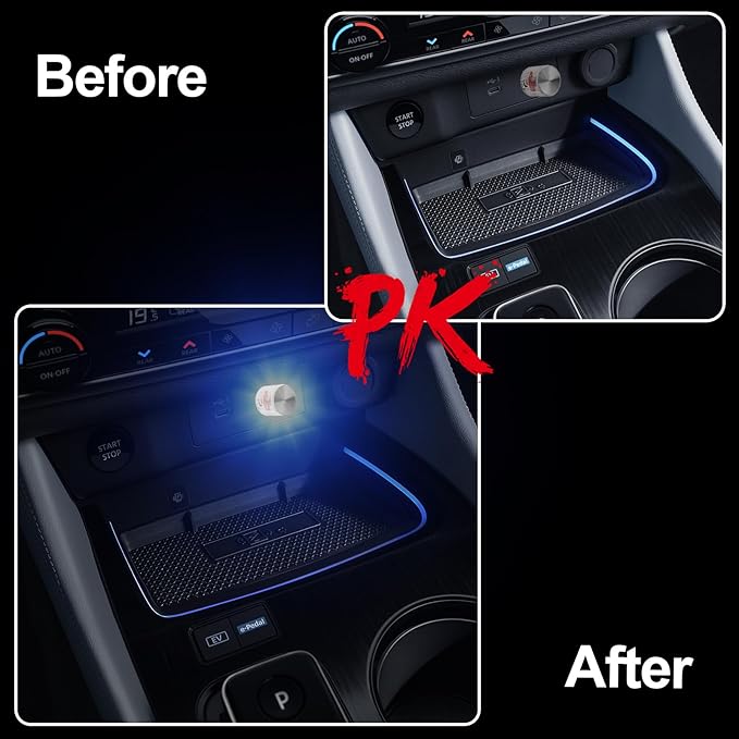 USB LED Car Interior Night Light, 2 PCs, Atmosphere Lamp, Mini Decoration Light, Car Interior Ambient Atmosphere Night Lamp, USB Night Light for All Car Interiors (Blue)