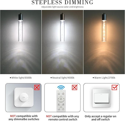 3 Pack Modern LED Pendant Light, Chrome Bubble Hanging Ceiling Lamp Fixture, 3 Color 2700K/4500K/6500K, Small Kitchen Island Chandelier Over Table for Dining Room, Living Room, Bedroom, Bar, Cafe