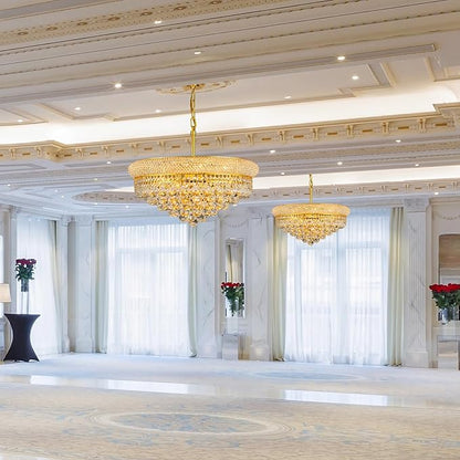 Crystal Chandeliers for Dining Room Light Fixtures Over Table, Empire Style k9 Crystal Chandelier for Bedroom, 9 Lights Gold Luxury Lighting Fixtures for Living Room Kitchen lsland Entryway D22 Inch