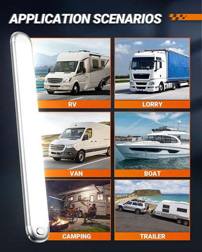 SEALIGHT 12V LED Interior Light Bar | 1500LM 8W 12v LED Light Strip 6200K White with ON/Off Switch | Camper Lights Fixture for Truck Van RV Trailer Cargo Cabient Motorhome Lorry (Pack of 6)