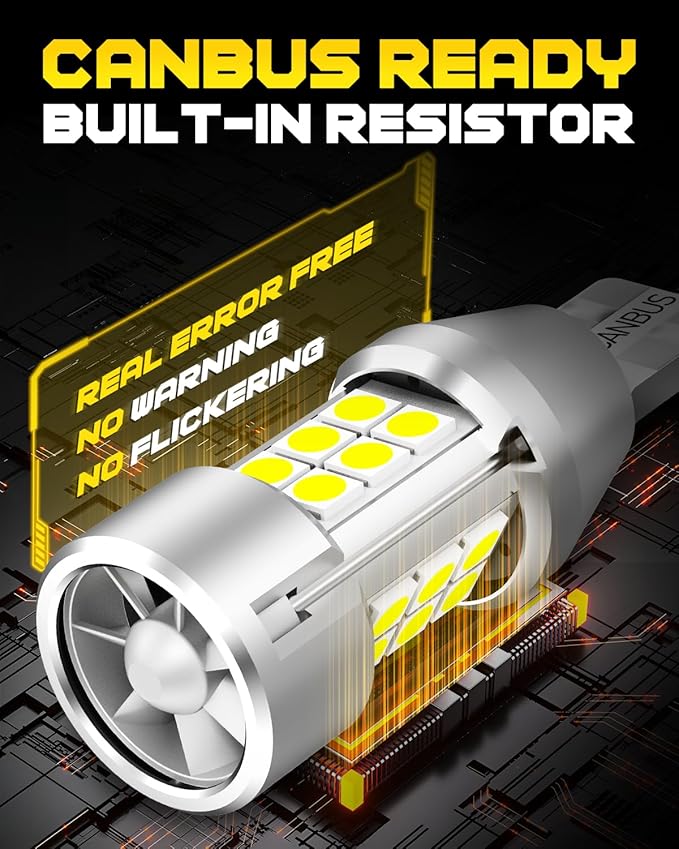 AUXITO Latest 921 912 LED Bulb Reverse Light, 600% Brighter CANBUS Error Free 912 921 led backup light bulbs, Super Bright T15 906 922 W16W LED Bulb for Back Up Tail Light, Pack of 2