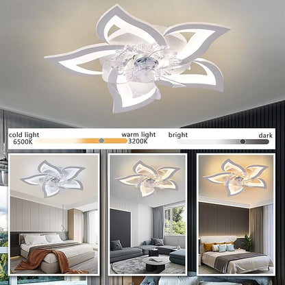 Bevenus Low Profile Ceiling Fan with Lights,110v Modern Dimmable Flower Shape, Remote Control/app Control,Timing 6 Gear Speeds Fan Ceiling Lamp.