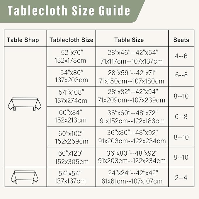DWCN Rectangle Faux Linen Tablecloth - Waterproof Spill-Proof Wrinkle and Stain Resistant Table Cloth Washable Decorative Farmhouse Table Cover for Kitchen Dining Party, 60 x 84 Inch, Sage Green