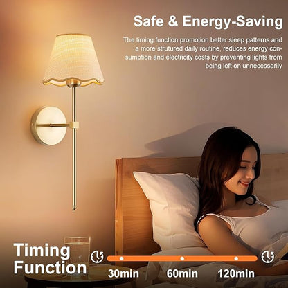 ADISUN Battery Operated Wall Sconce Set of 2, Gold Wall Lamps Rechargeable Bulbs for Living Room, Rattan Shade Wireless Wall Lights for Bedroom Living Room Hallway Kitchen(2 Bulbs Included)