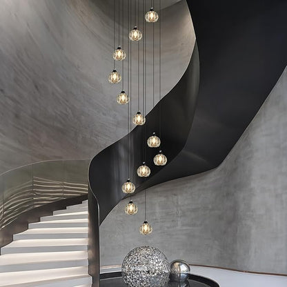 Weesalife Crystal Chandeliers for Staircases, 12-Light Black Modern Chandeliers for High Ceilings，Crystal Pendant Light Fixture for Living Room Kitchen Island Foyer Hallway Bar