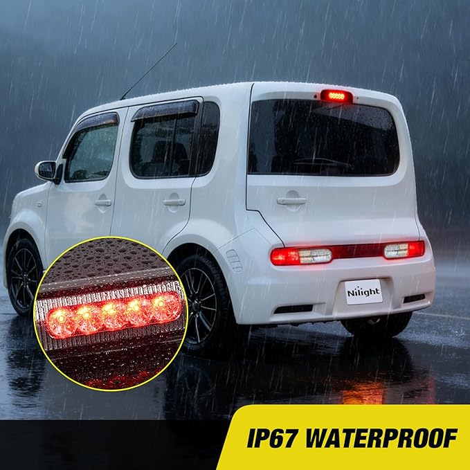 Nilight Third Brake Light Tail High Mount 3rd Stop Lights Smoked Lens Compatible with Nissan Cube 2009 2010 2011 2012 2013 2014 Van SUV Rear Center Cab Lamp