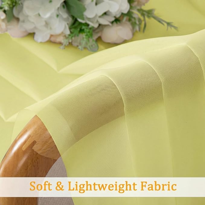 Gwine Short Kitchen Sheer Curtains 36 Inch Length - Light Filtering Voile Small Half Window Curtain for Basement, Rod Pocket Cafe Curtains for Bathroom Cabinet, 42Wx36L Inch, 2 Panels, Lemon