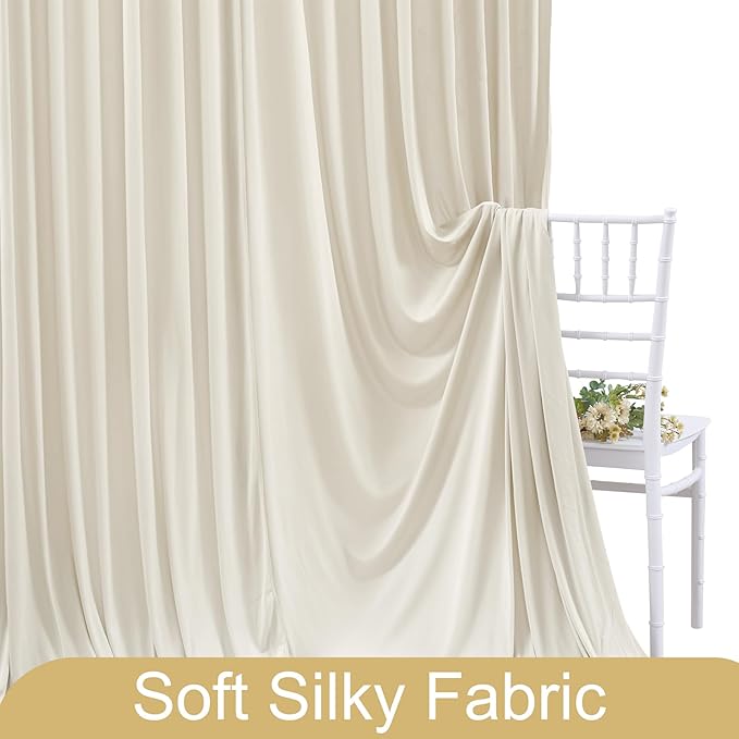 4 Panels Beige Backdrop Curtain for Baby Shower Wrinkle Free 20ft x 10ft Backdrop Drapes Panels for Parties Wedding Bridal Shower Birthday Photo Photography Fabric Background Decoration