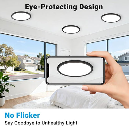 2 Pack LED Flush Mount Ceiling Light,7Inch 15W,3000K/3500K/4000K/5000K/6500K 5 Color Temperatures Ceiling Light Fixture for Kitchen Porch Hallway Bedroom Bathroom Closet,Oil-Rubbed Bronze