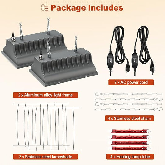 Chicken Coop Heat Lamp for Dog Kennel, Cat Bed, Reptiles & Incubators - 250W Adjustable Heat Lamp with 2 Heat Settings for Poultry, Livestock, and Pets
