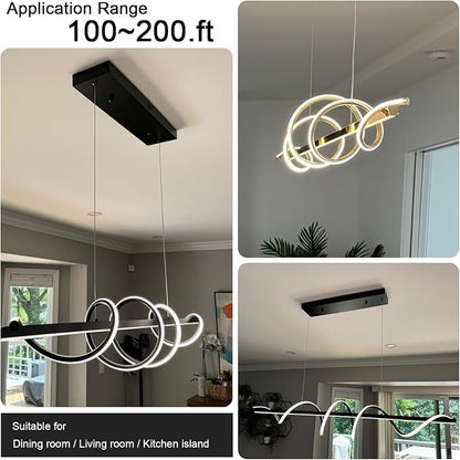Led Pendant Light for Kitchen Island Lighting Dimmable 47.20" Twist Design Modern Led Chandelier 3000K-6500K