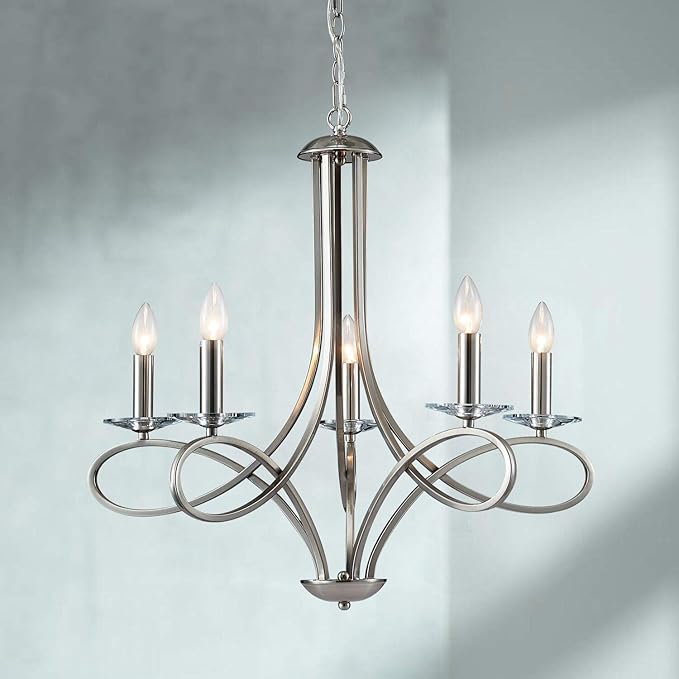 Saint Mossi 5-Lights Nickel Plated Modern Chandelier Light Fixture,Modern Pendant Light Fixture Contemporary Chandelier for Bedroom,Living Room,Dining Room,H17 xD27,Chain Adjustable