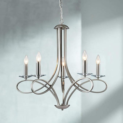 Saint Mossi 5-Lights Nickel Plated Modern Chandelier Light Fixture,Modern Pendant Light Fixture Contemporary Chandelier for Bedroom,Living Room,Dining Room,H17 xD27,Chain Adjustable