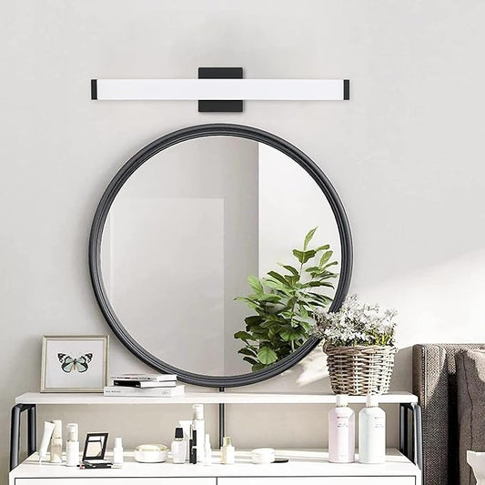 Bathroom Vanity Light Brushed Nickel Square LED 24 inch 14W 4000K Natural White Light Wall Bar Lighting Fixtures Over Mirror (Matte Black, 24 inch 5CCTDimmable)