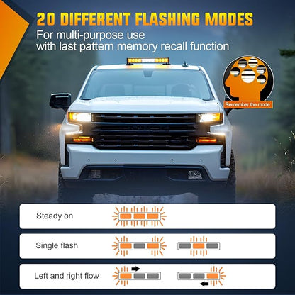 Nilight 12LED Wireless Emergency Strobe Light Amber White 14 Inch Magnetic Mount Mini Light Bar 12V Rooftop Powered Hazard Warning Flashing Lights for Car Truck Trailer Snow Plow Construction Vehicles
