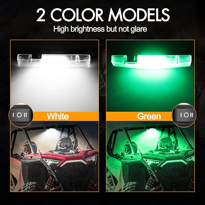 UTV Interior Light, RFROAD LIGHTING Universal Roll Bar Mount LED Light UTV Dome Lights Utility Roll Cage Lights for ATV Polaris RZR Can-Am Truck Car Golf Cart Off Road Cab - White/Green