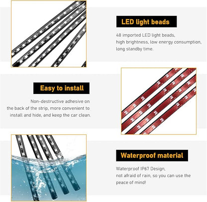 Car Led Interior Lights, RGB 48 LED Multicolor Auto Strip Light with Sound Active Function and APP Control, Under Dash Smart Lighting Kit with Charger, Car Accessories (Cigarette Lighter)