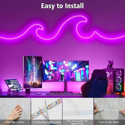 echosari Strip Lights USB 5V, 9.8Ft 180 LED Strip Lights Cuttable 2835 SMD Super Bright with Self-Adhesive DIY for Cabinet Photo Frames Desks Monitor Shelves Decor (Pink)